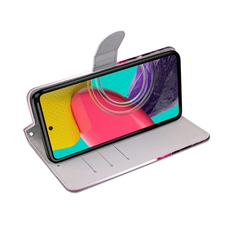 Κάλυμμα Samsung Galaxy M53 5G με κορδονι Λουλούδια Με Λουρί