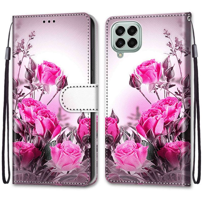 Κάλυμμα Samsung Galaxy M53 5G με κορδονι Λουλούδια Με Λουρί