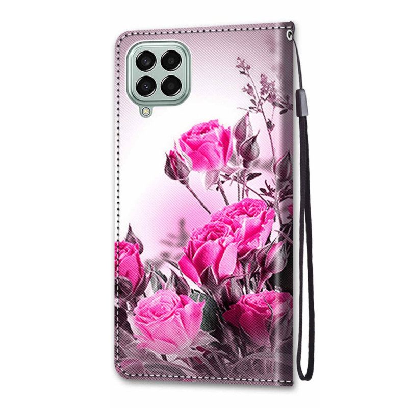 Κάλυμμα Samsung Galaxy M53 5G με κορδονι Λουλούδια Με Λουρί