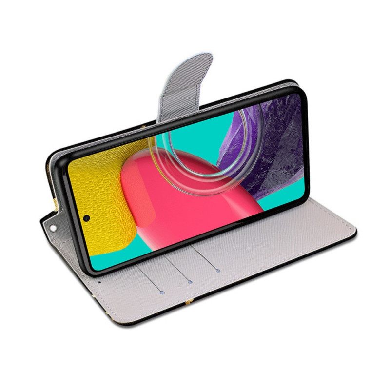 Κάλυμμα Samsung Galaxy M53 5G με κορδονι Χρυσές Πεταλούδες Με Λουράκι