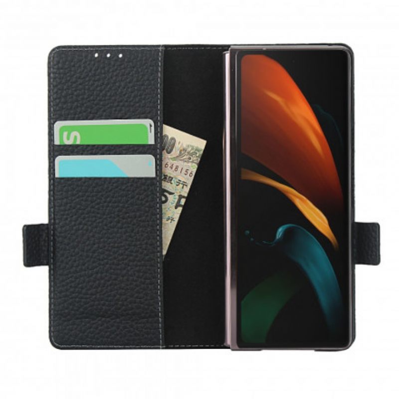 Κάλυμμα Samsung Galaxy Z Fold 2 Γνήσιο Δέρμα Litchi
