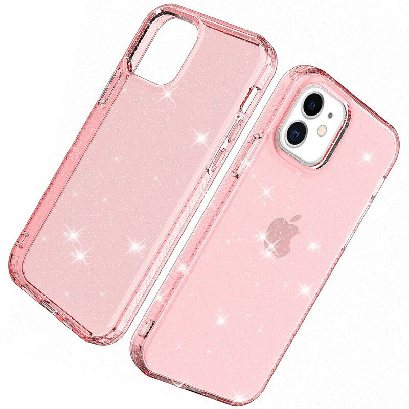 Θήκη iPhone 12 / 12 Pro Διαφανές Glitter Ενισχυμένο