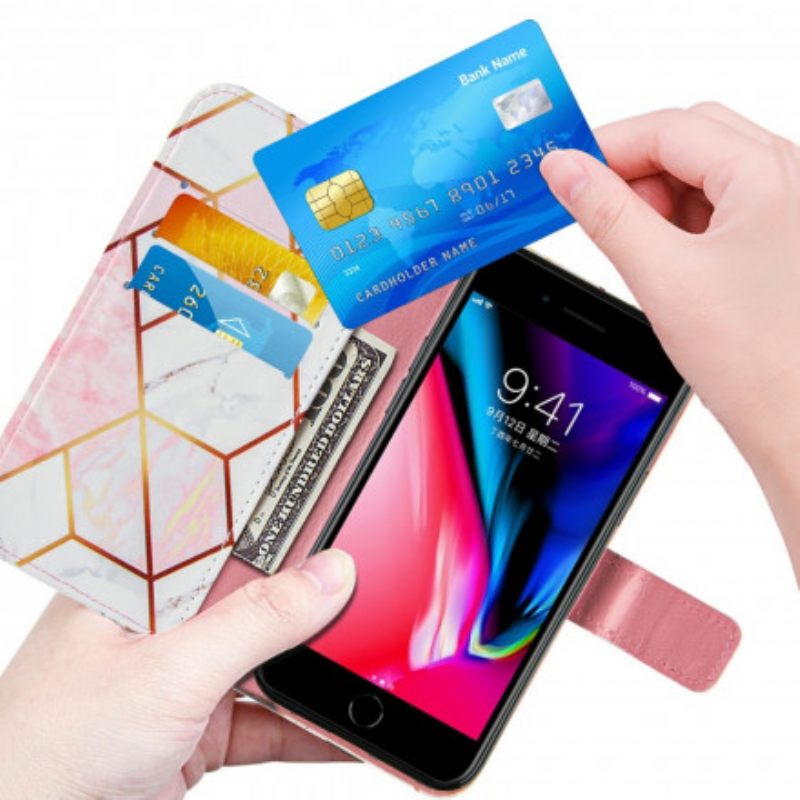 δερματινη θηκη iPhone SE 3 / SE 2 / 8 / 7 Μάρμαρο Με Κορδόνι