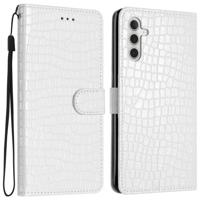 Δερματινη Θηκη Samsung Galaxy S24 Fe Κροκόδειλος Στυλ Με Λουράκι Σιλικόνης