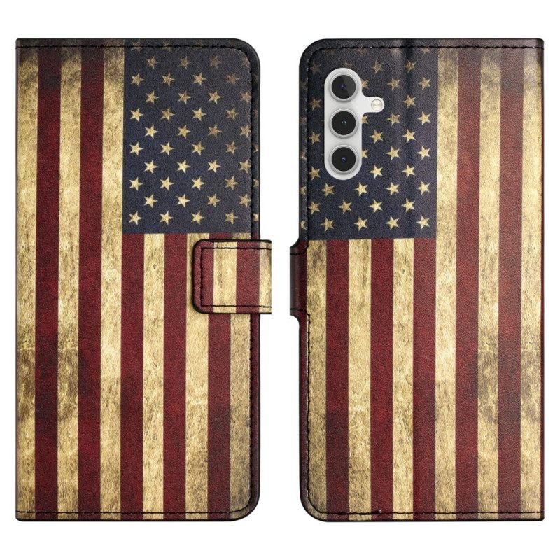 Δερματινη Θηκη Samsung Galaxy S24 Fe Vintage Αμερικανική Σημαία Σιλικόνης