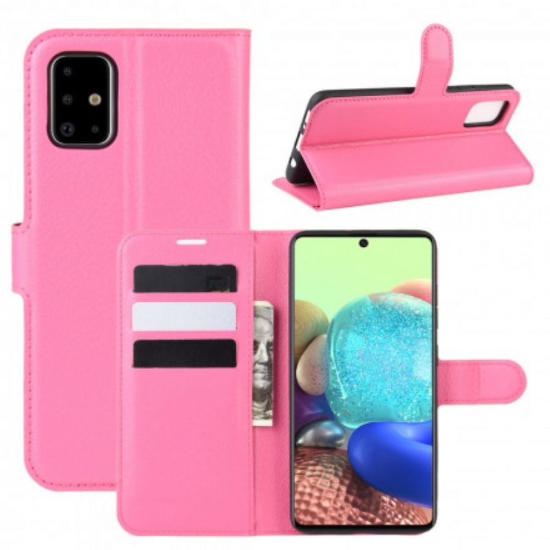Θήκη Flip Samsung Galaxy A71 5G Κλασικό Εφέ Δέρματος Litchi