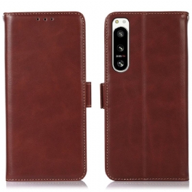 Θήκη Flip Sony Xperia 5 IV Λειτουργία Rfid Από Γνήσιο Δέρμα