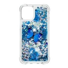 Θήκη iPhone 13 Mini Γκλίτερ Μπλε Πεταλούδες