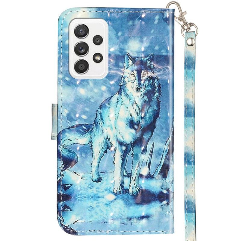 δερματινη θηκη Samsung Galaxy A33 5G με κορδονι Lanyard Wolf