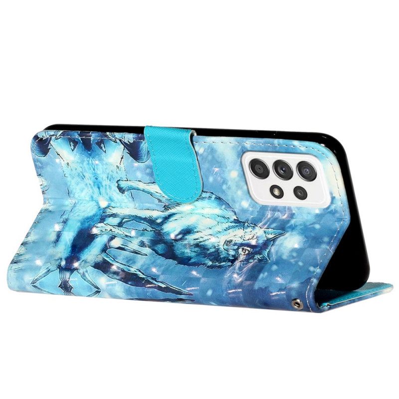 δερματινη θηκη Samsung Galaxy A33 5G με κορδονι Lanyard Wolf