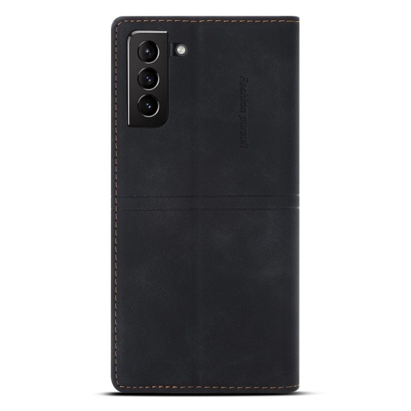 θηκη κινητου Samsung Galaxy S22 5G Θήκη Flip Δερμάτινο Μαγνητικό Κούμπωμα Ραφής Στυλ