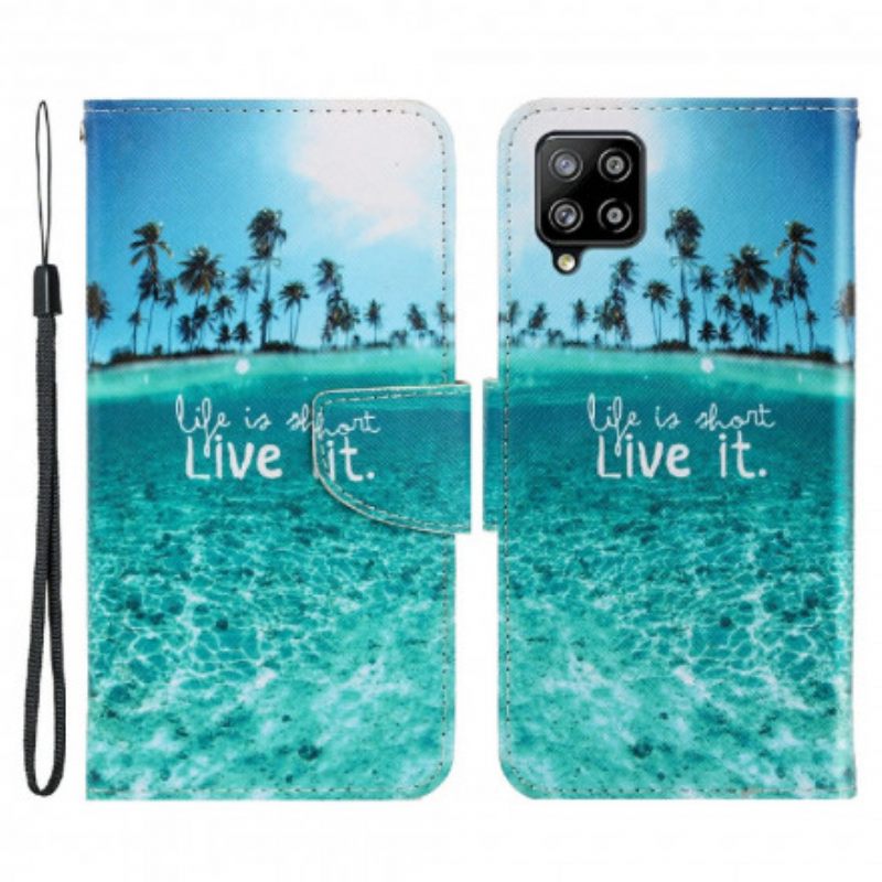 δερματινη θηκη Samsung Galaxy A22 με κορδονι Ζήστε Το Στο Lanyard