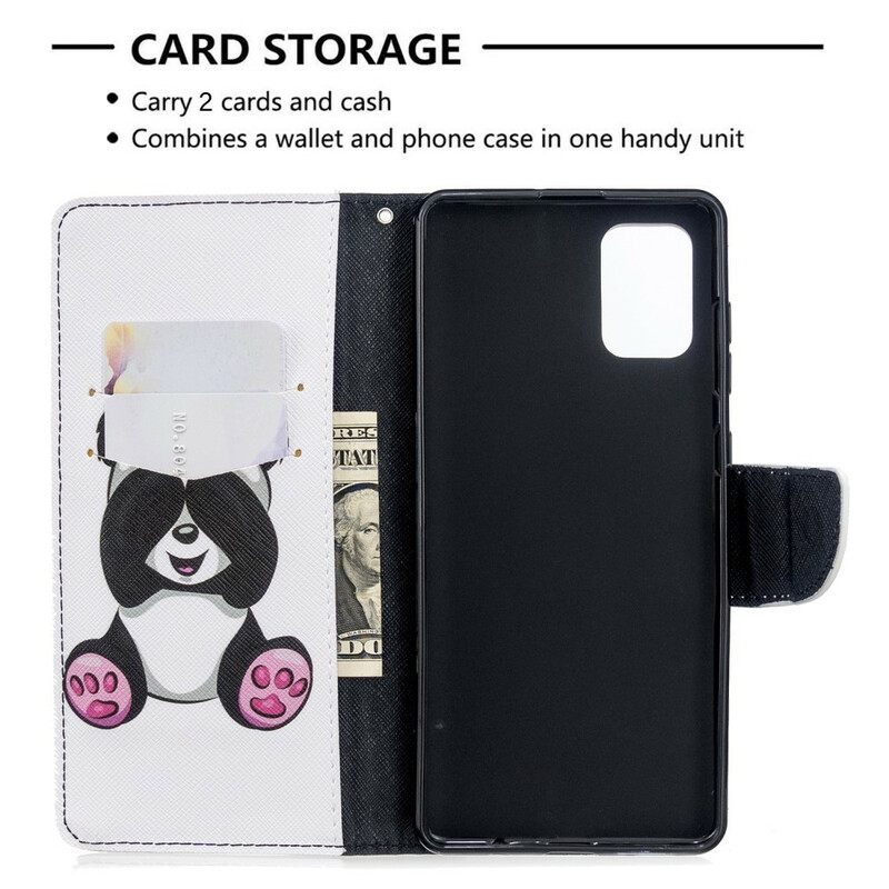Θήκη Flip Samsung Galaxy A71 Panda Fun
