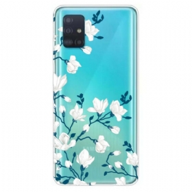 θηκη κινητου Samsung Galaxy A71 Λευκά Λουλούδια