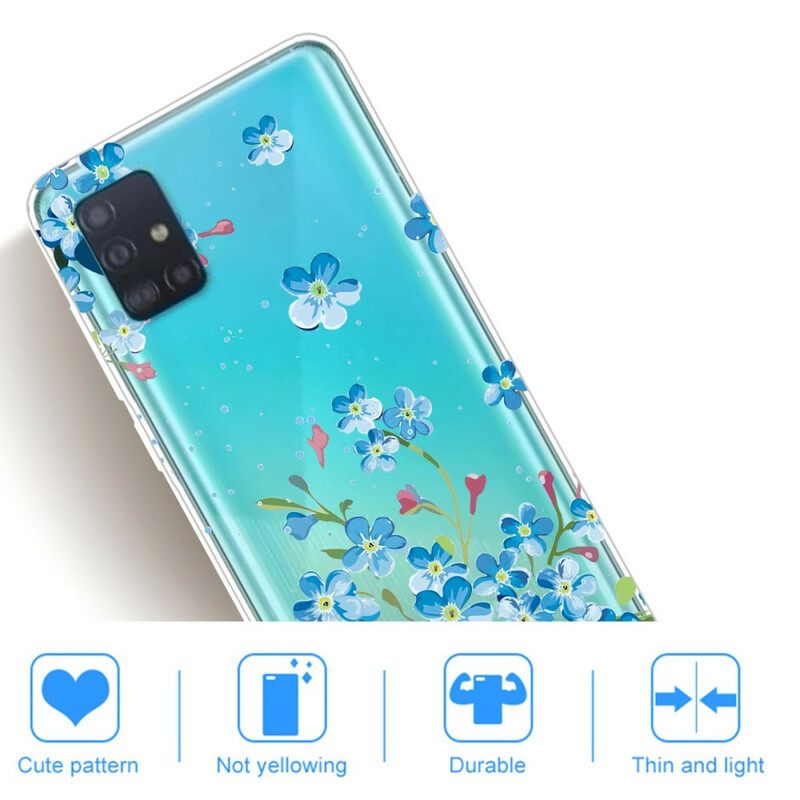 θηκη κινητου Samsung Galaxy A71 Μπλε Λουλούδια