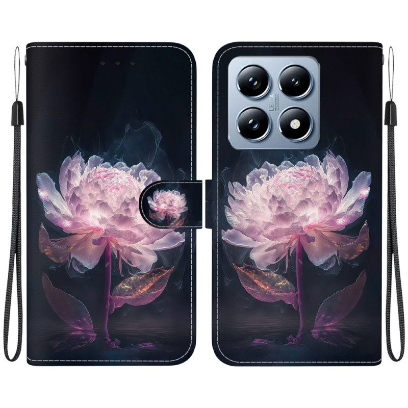 Δερματινη Θηκη Xiaomi 14t Pro Ροζ Παιώνια Στο Lanièr