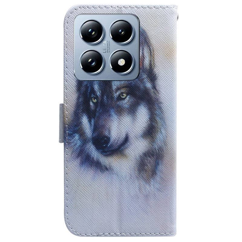 Δερματινη Θηκη Xiaomi 14t Pro Wolf Watercolor