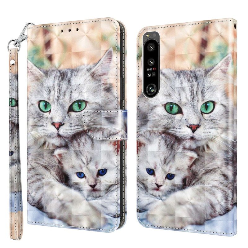 Θήκη Flip Sony Xperia 1 IV Οικογένεια Γάτας