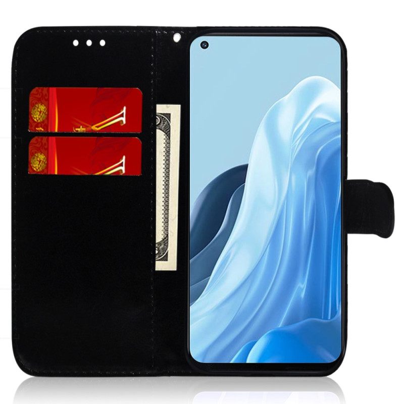 Κάλυμμα Oppo Reno 7 Faux Δέρμα Καθρέφτη Με Λουράκι