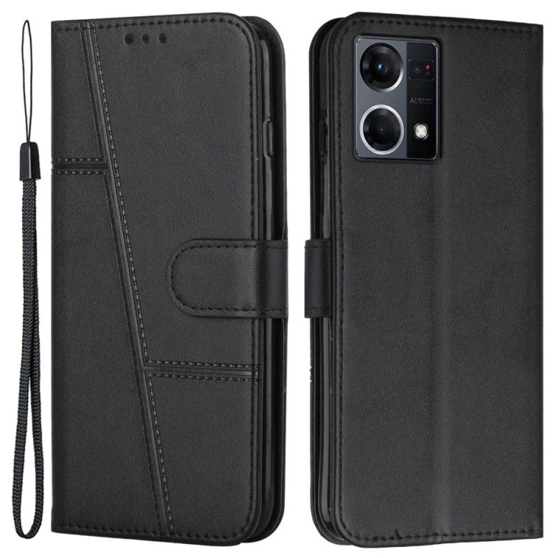 Θήκη Flip Oppo Reno 7 με κορδονι Strappy Geo Leather Effect