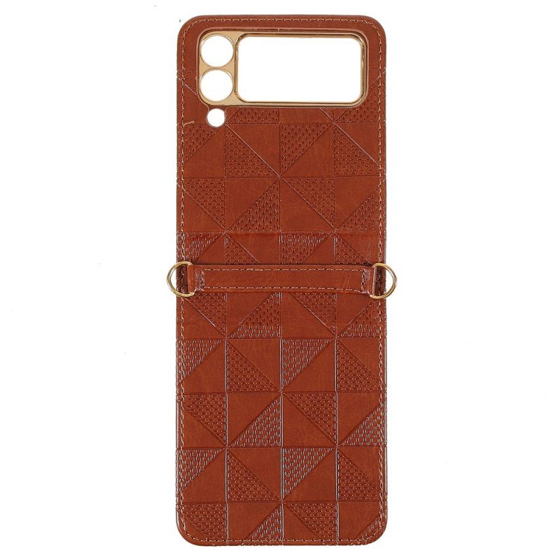 θηκη κινητου Samsung Galaxy Z Flip 3 5G με κορδονι Θήκη Flip Κορδόνι Από Συνθετικό Δέρμα