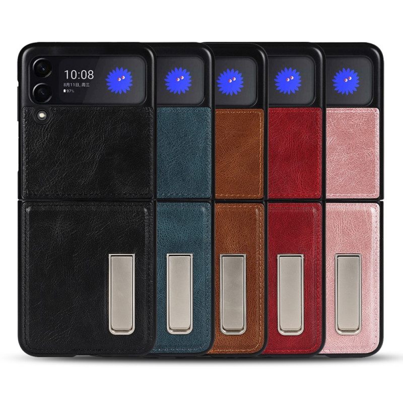 θηκη κινητου Samsung Galaxy Z Flip 3 5G Θήκη Flip Δερμάτινο Σταντ Σε Στυλ