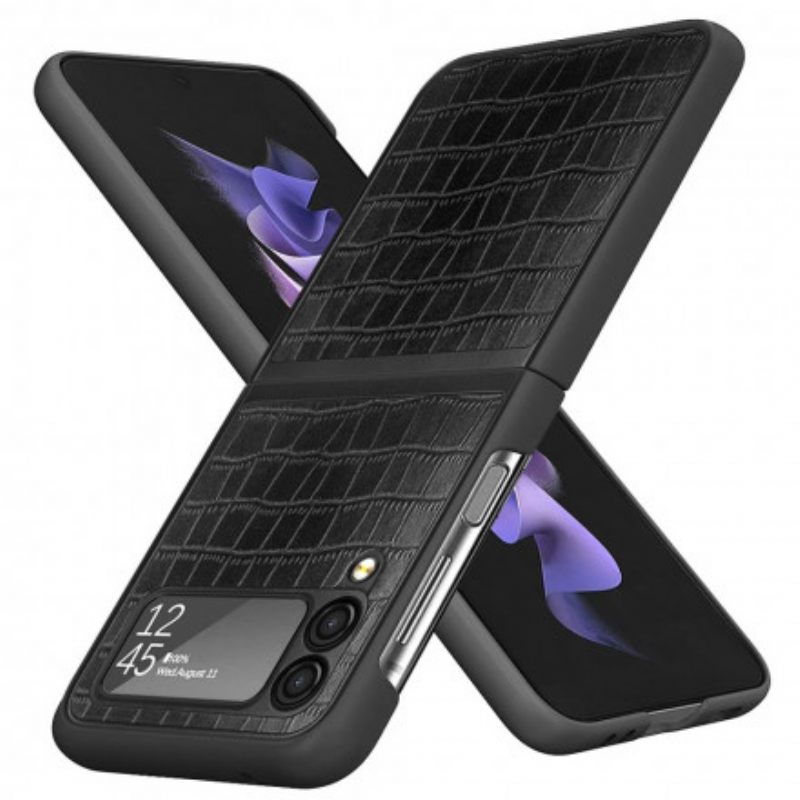 θηκη κινητου Samsung Galaxy Z Flip 3 5G Θήκη Flip Στυλ Δέρματος Κροκοδείλου