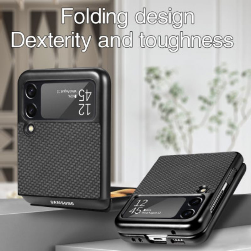 θηκη κινητου Samsung Galaxy Z Flip 3 5G Θήκη Flip Υφή Ινών Άνθρακα