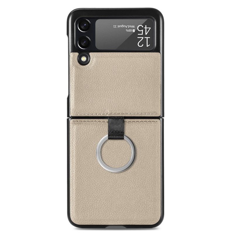Θήκη Samsung Galaxy Z Flip 3 5G Θήκη Flip Δερμάτινο Εφέ Με Δαχτυλίδι