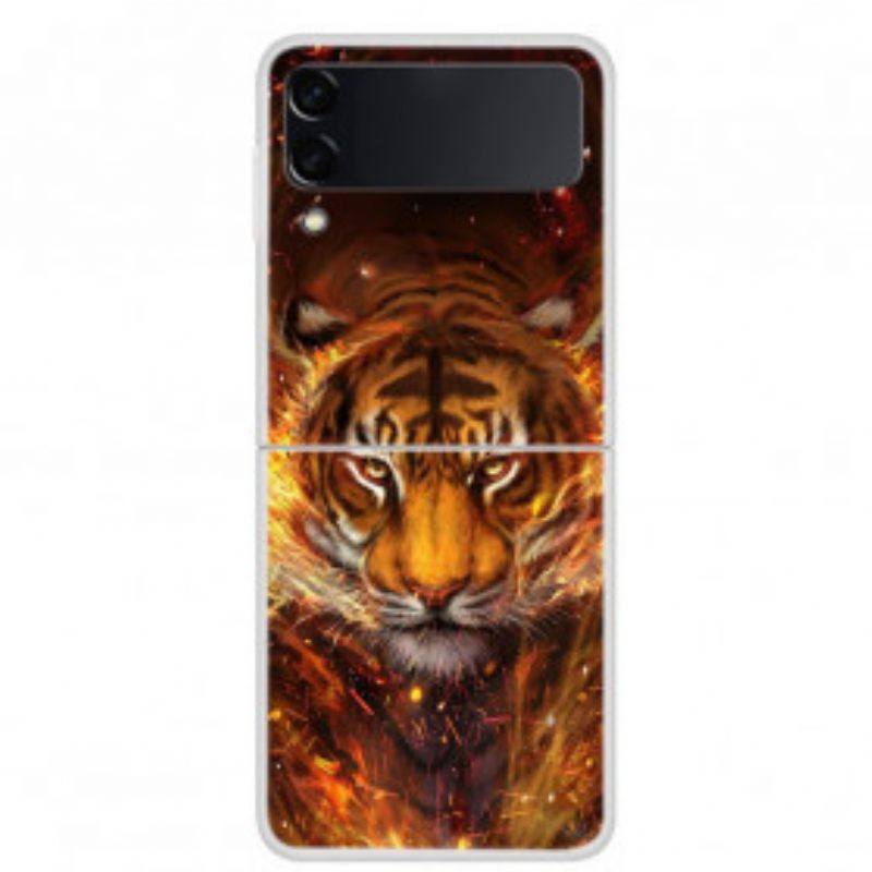 Θήκη Samsung Galaxy Z Flip 3 5G Θήκη Flip Τίγρη Της Φωτιάς