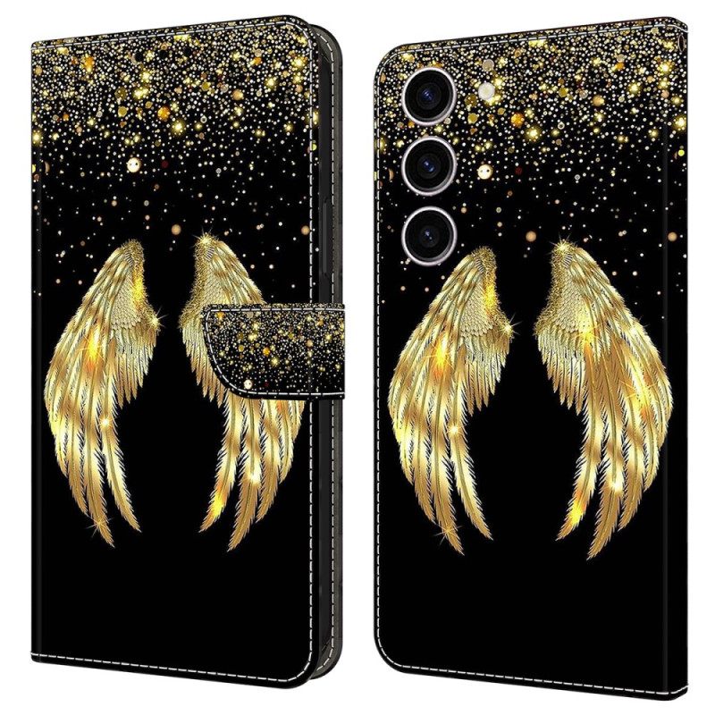 Δερματινη Θηκη Samsung Galaxy S24 5g Χρυσά Φτερά