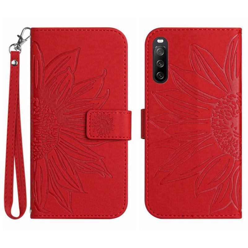 δερματινη θηκη Sony Xperia 10 IV με κορδονι Strappy Sunflower