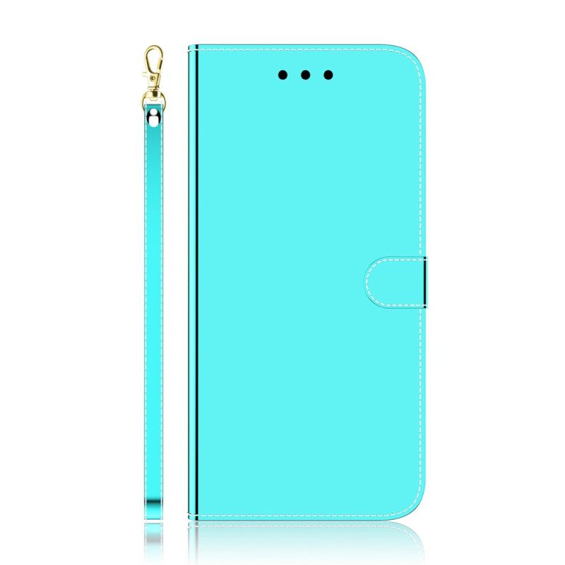 Κάλυμμα Xiaomi Redmi 10C Faux Δέρμα Καθρέφτη Με Λουράκι
