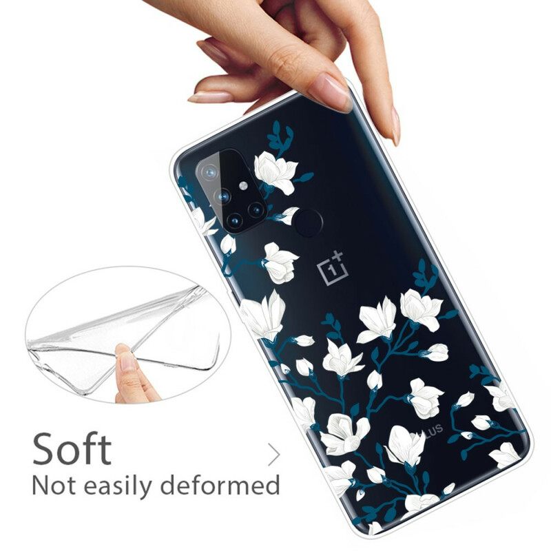 Θήκη OnePlus Nord N100 Λευκά Λουλούδια