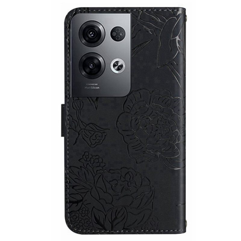 Κάλυμμα Oppo Reno 8 Pro Πεταλούδες Με Κορδόνι