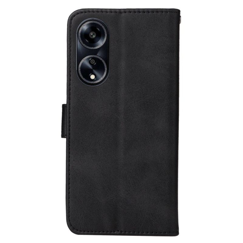Δερματινη Θηκη Oppo A98 5g Ενωμένο Με Strap Σιλικόνης