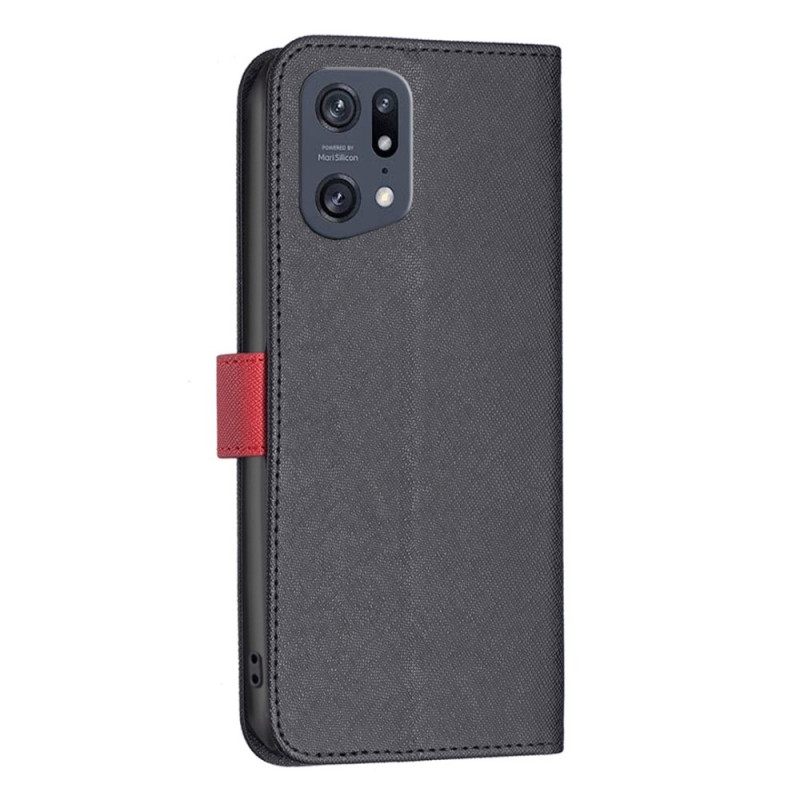 Κάλυμμα Oppo Find X5 Pro Faux Leather Tetxuré Binfen Color
