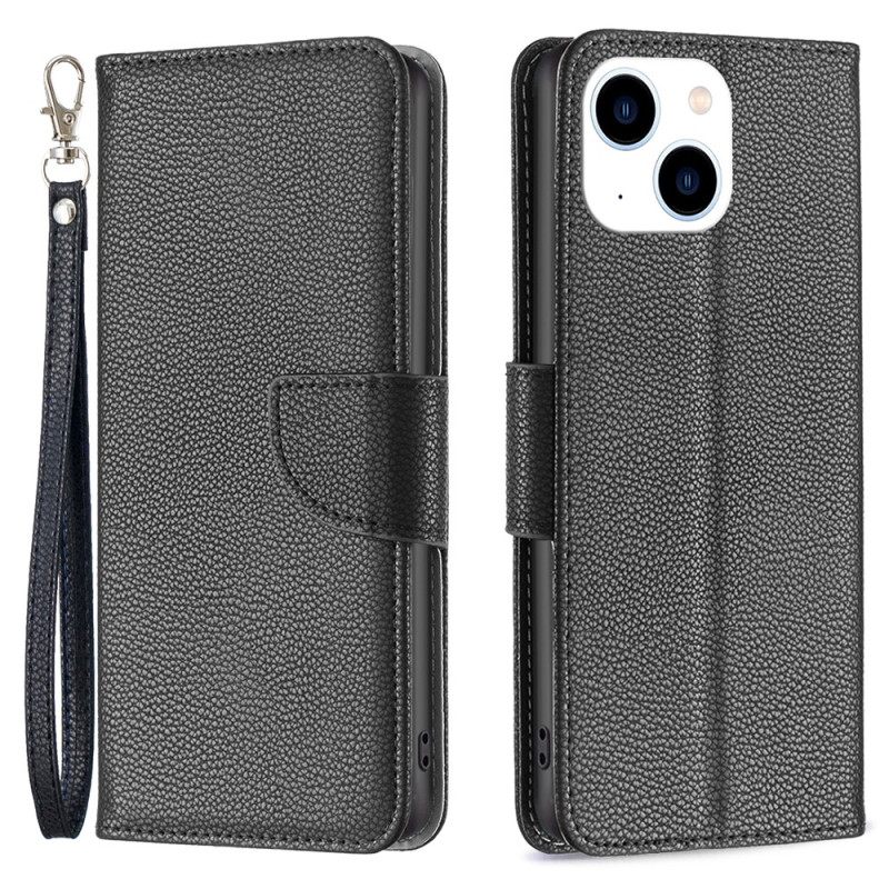 Κάλυμμα iPhone 15 με κορδονι Litchi Strip