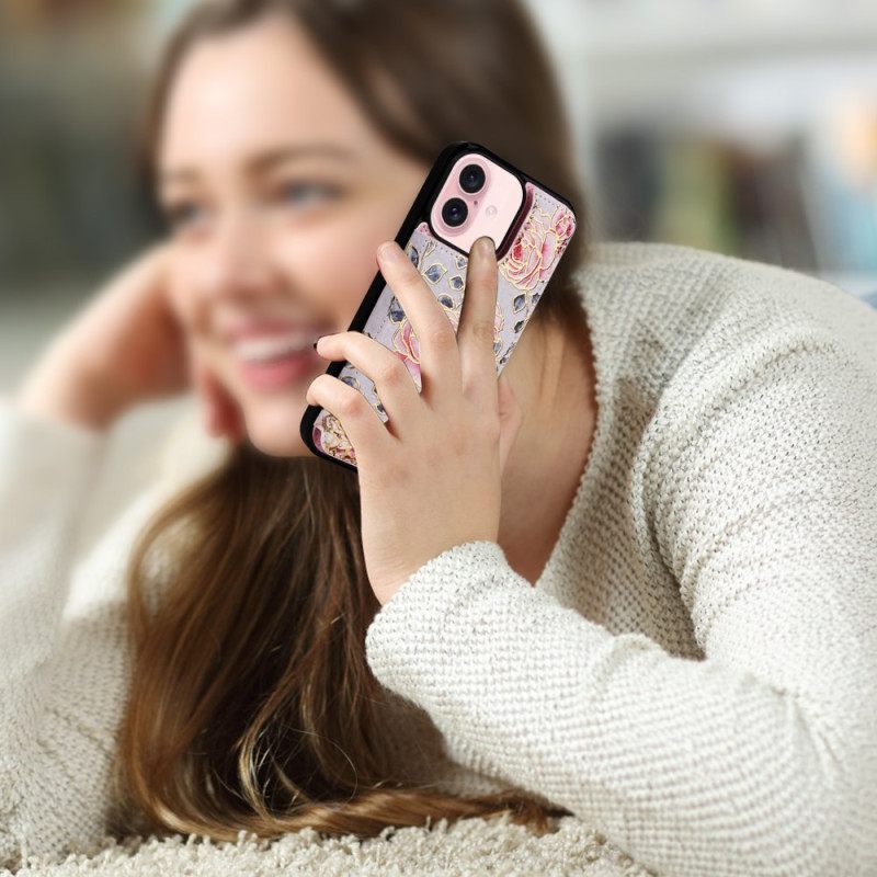 Κάλυμμα iPhone 16 Κάτοχος Κάρτας Floral Rfid