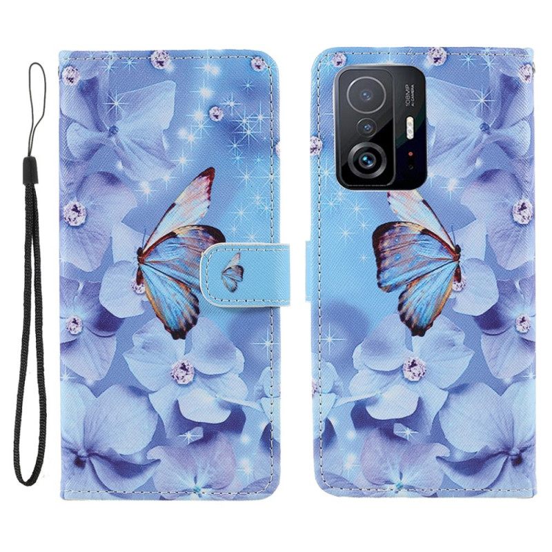 Κάλυμμα Xiaomi 11T / 11T Pro με κορδονι Strappy Diamond Butterflies