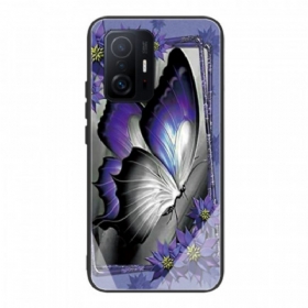 θηκη κινητου Xiaomi 11T / 11T Pro Μωβ Butterfly Tempered Glass