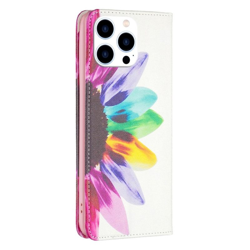 θηκη κινητου iPhone 14 Pro Θήκη Flip Ακουαρέλα Λουλούδι