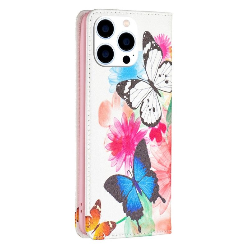 θηκη κινητου iPhone 14 Pro Θήκη Flip Πεταλούδες