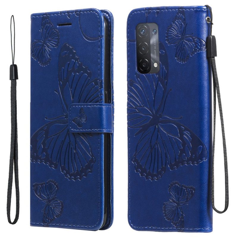 Θήκη Flip Oppo A74 4G με κορδονι Πεταλούδες Giant Strap