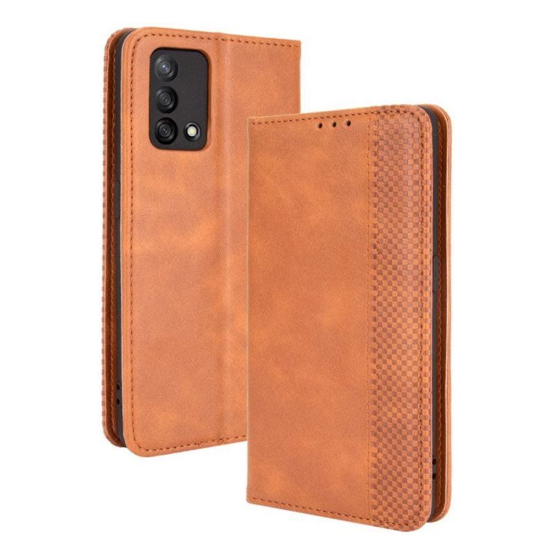 θηκη κινητου Oppo A74 4G Θήκη Flip Στυλιζαρισμένο Vintage Δερμάτινο Εφέ
