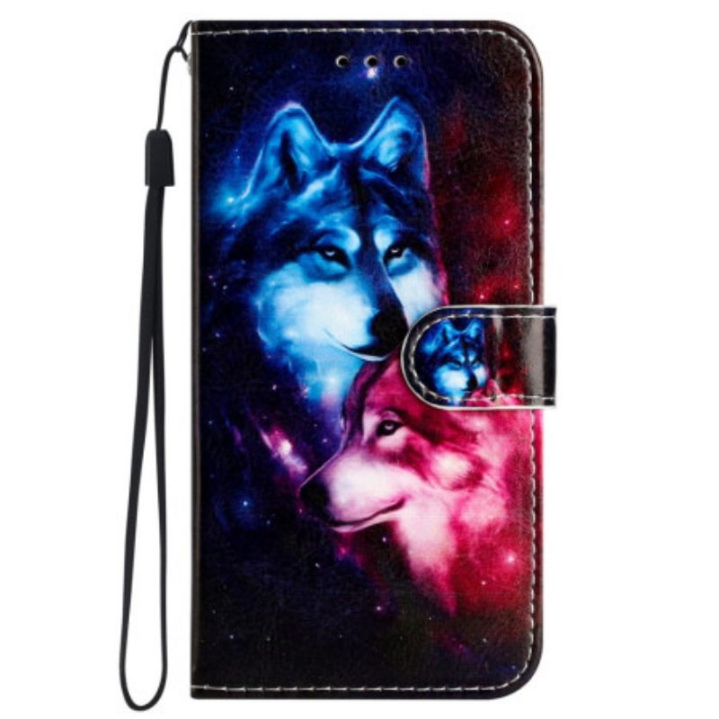 Δερματινη Θηκη iPhone 16 Plus Δύο Λύκοι Με Ιμάντες