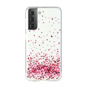 θηκη κινητου Samsung Galaxy S21 Plus 5G Άνευ Ραφής Πολλαπλές Κόκκινες Καρδιές