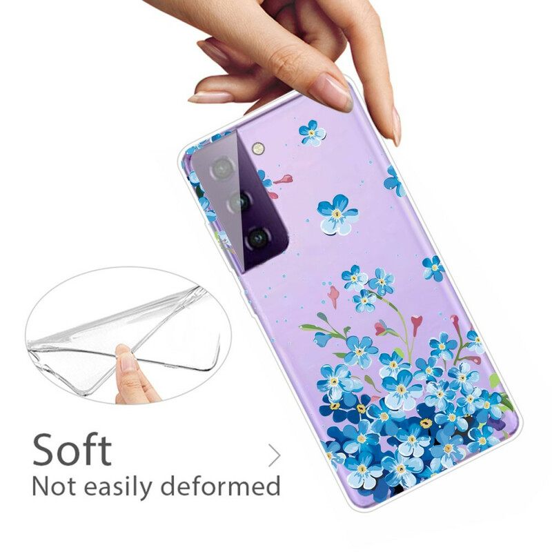 Θήκη Samsung Galaxy S21 Plus 5G Μπλε Λουλούδια