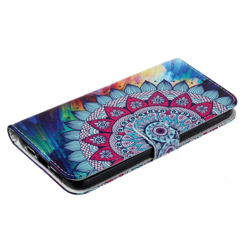 Δερματινη Θηκη iPhone 16 Pro Εκτύπωση Mandala Με Λουράκι