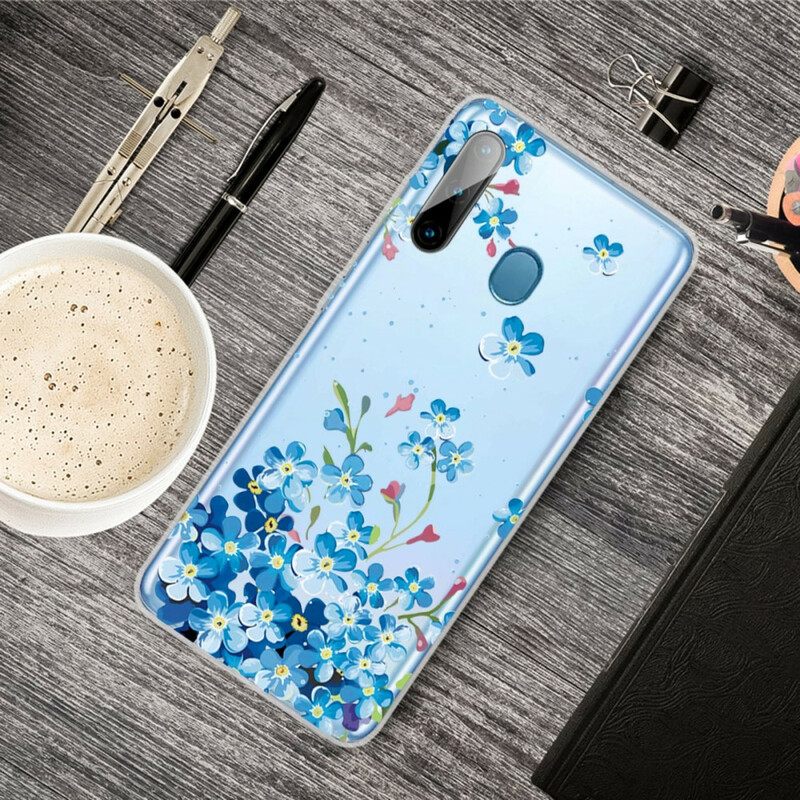 θηκη κινητου Samsung Galaxy M11 Μπλε Λουλούδια